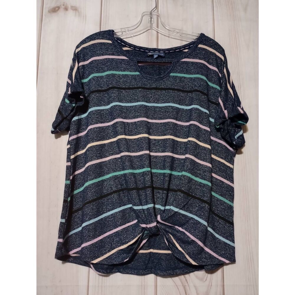 Democracy Shirt Ladies Extra Large Scoop Neck Short Sleeve Blue